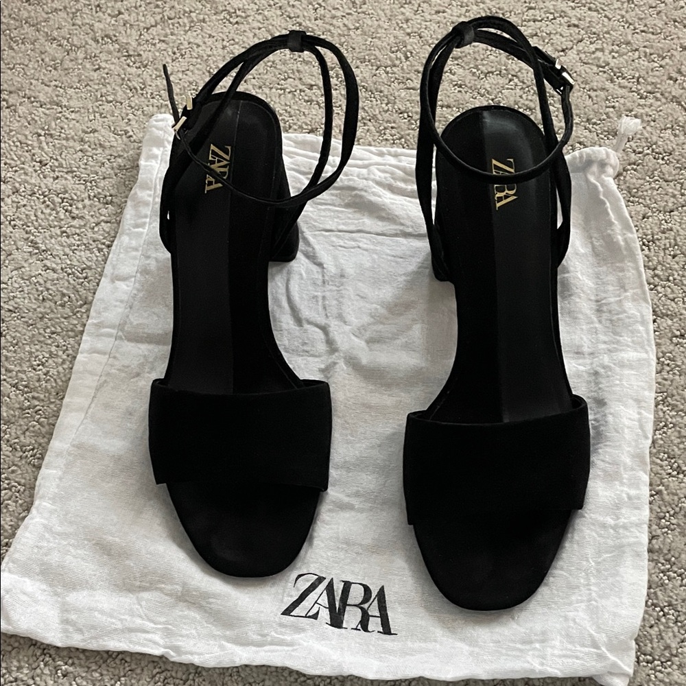 Zara suede ankle strap sandals